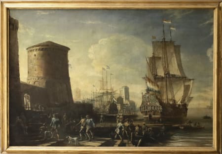 Scuola Fiamminga — Marina con velieri